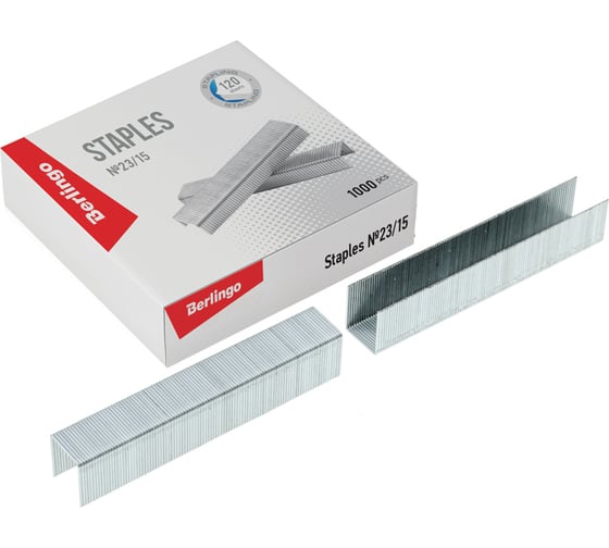 Изображение товара Оцинкованные скобы для степлера BERLINGO №23/15 1000 шт DSk_23150