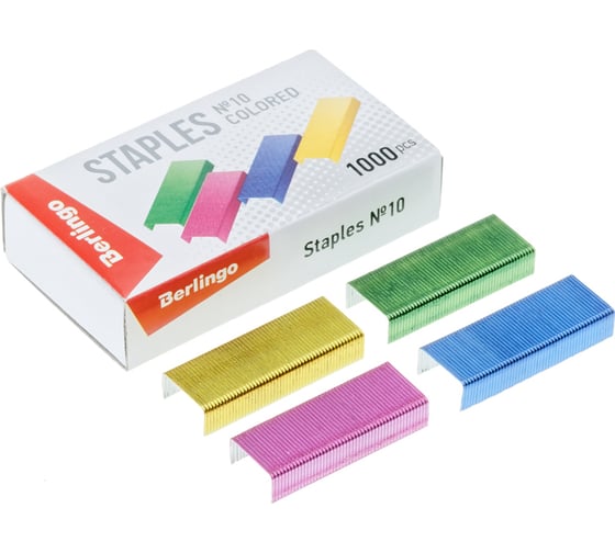 Изображение товара Цветные скобы для степлера BERLINGO №10 1000 шт SH705