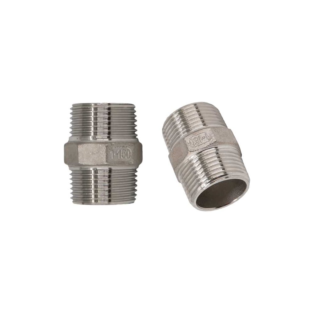 Изображение товара Ниппель резьбовой нержавеющий NEWKEY AISI316 DN25 1М PN16 набор 2 шт