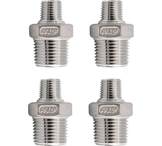 Изображение товара Ниппель резьбовой переходной нержавеющий NEWKEY AISI304 DN15 х DN10 (1/2 х 3/8), (CF8), PN16 набор 4 шт NAB4-NK-NMH15х10/4