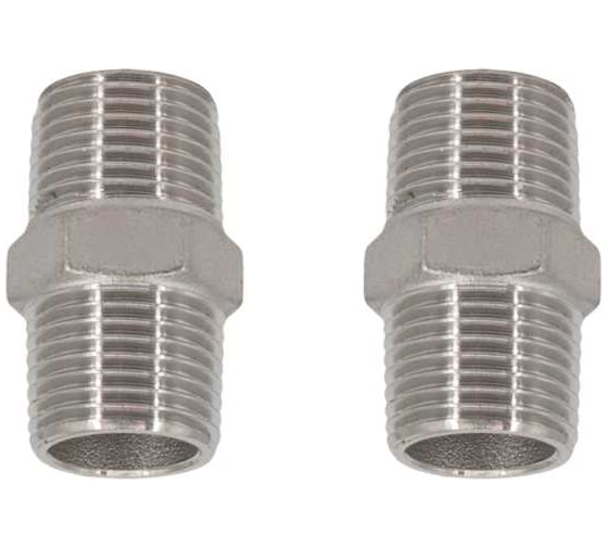 Изображение товара Ниппель резьбовой нержавеющий NEWKEY AISI316 DN15 (1/2), (CF8M), PN16, набор 2 шт NAB2-NK-NM15/6