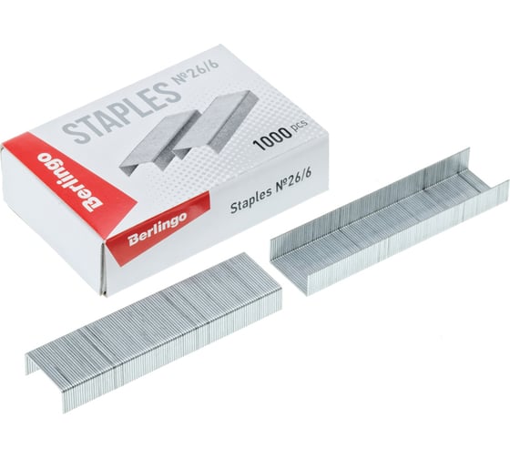 Изображение товара Оцинкованные скобы для степлера BERLINGO №26/6 1000 шт DSk_26600
