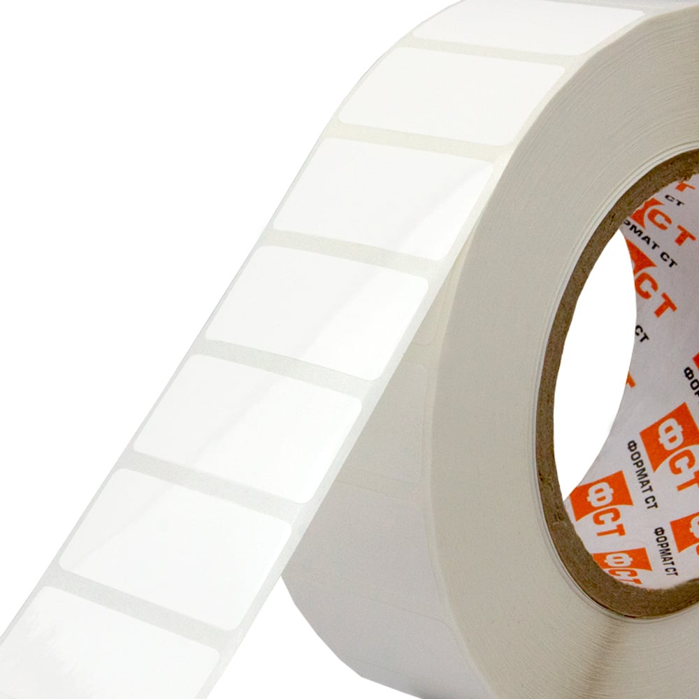 Изображение товара Этикетка в рулоне для ТТ печати Формат СТ 30х20мм, полипропилен белый с усиленным каучуковым адгезивом, 1шт/ряд, 3тыс шт/рулон ФСТ-41544-3020-1-3-D40