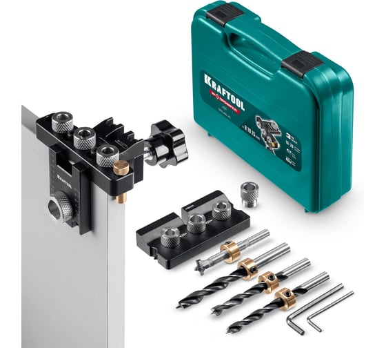 Изображение товара Кондуктор Kraftool Woodsniper 101, 3-в-1 для эксцентриковых стяжек и шкантов 30072