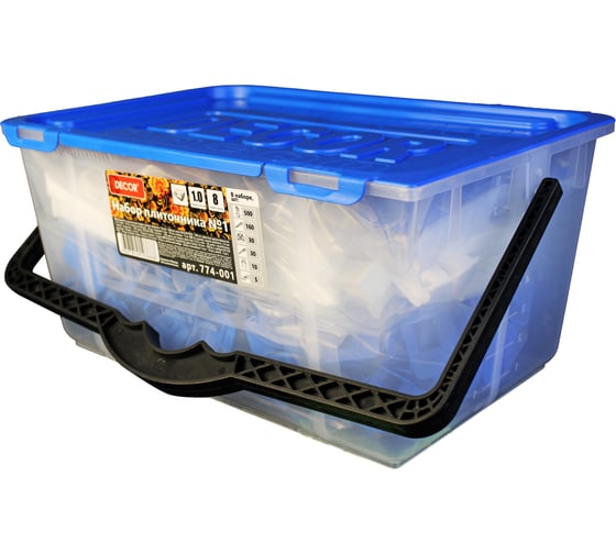 Изображение товара Набор плиточника DECOR №1: Зажим Ворота 1.0мм /500шт, клин PRO-160шт, клин, подкова, планка (4шт) 774-001 11614217