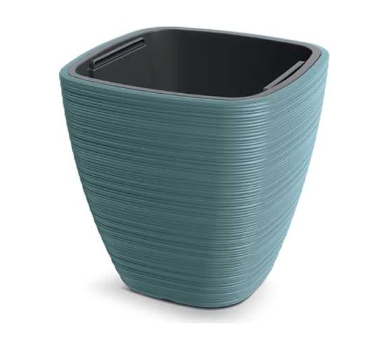 Изображение товара Кашпо Scheurich Vena Square пластик с вкладышем d29х29см, h29см 8/15л синий 073551