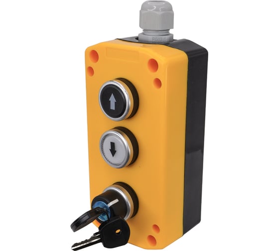 Изображение товара пост управления Электротехник ПКУ22-3441-65У1 переключатель на два положения с фиксацией с ключом (НО) белый цилиндр (НО) чёрный цилиндр (НО) IP65 ET526983