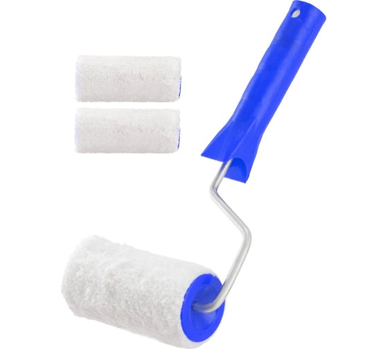 Изображение товара Набор КЭС Валик Termo-Fusion микрофибра белый, 150 мм в сборе, 63 мм, ворс 9 мм, бюгель 6 мм + 2 запасных ролика микс цветов 10310025