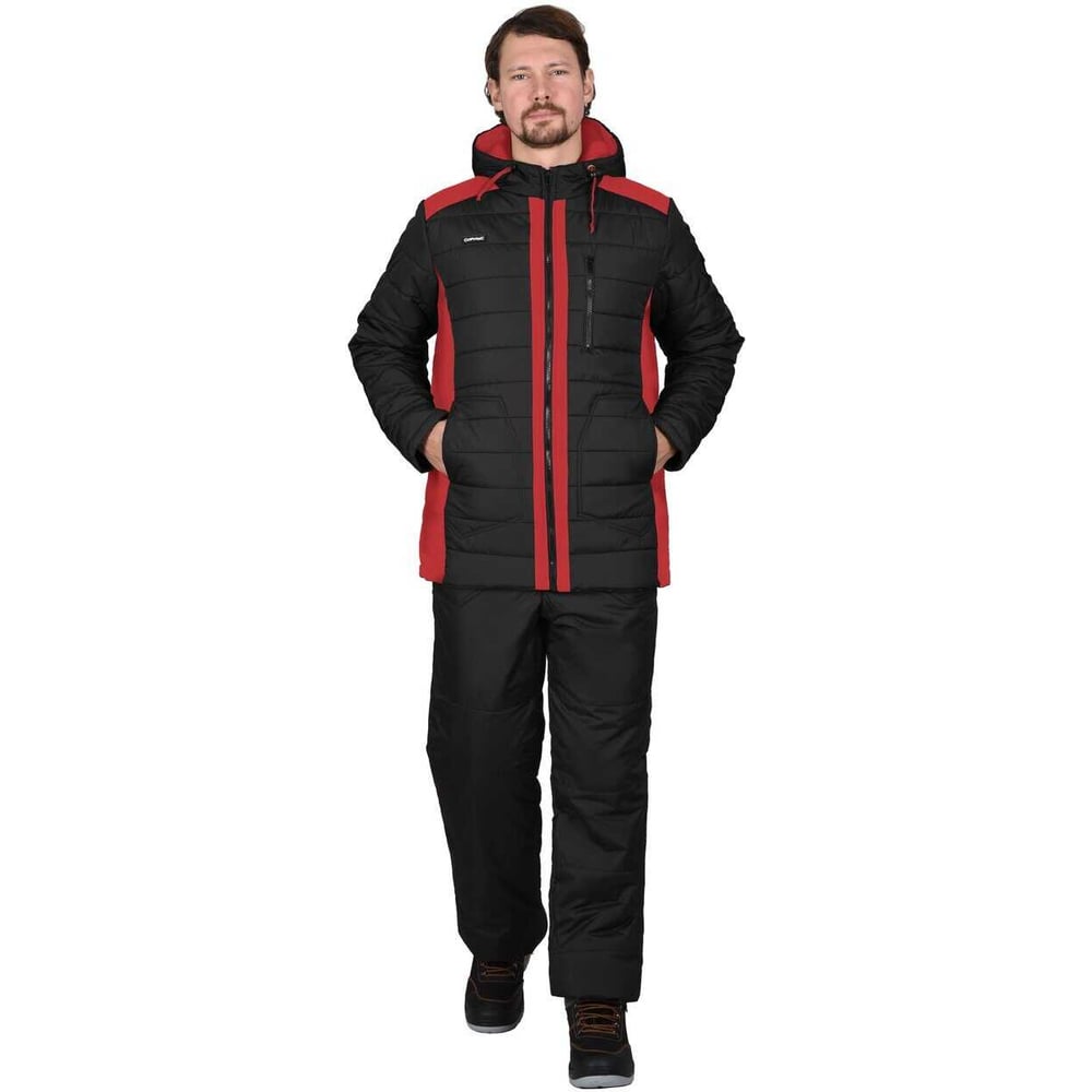 Изображение товара Куртка СИРИУС УРБАН-Р мужская утепленная с капюшоном в черном с красным цветом