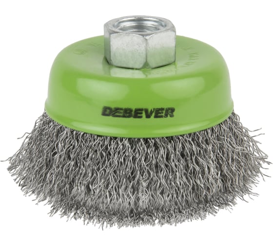 Изображение товара Щетка чашечная неплетеная DEBEVER 100 мм, резьба M14, проволока - сталь 0.30 мм DB80170742