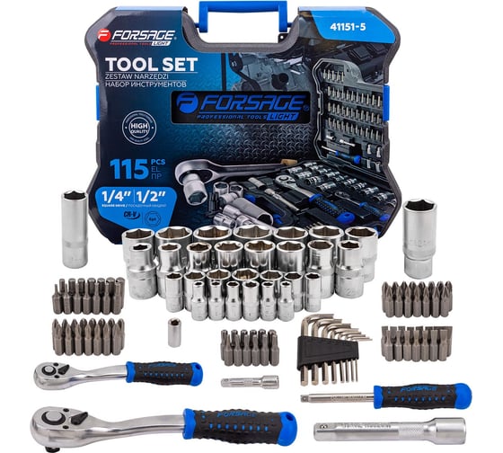 Изображение товара Набор инструментов Forsage 115 предметов 1/4 1/2 F LIGHT-41151-5(63016)