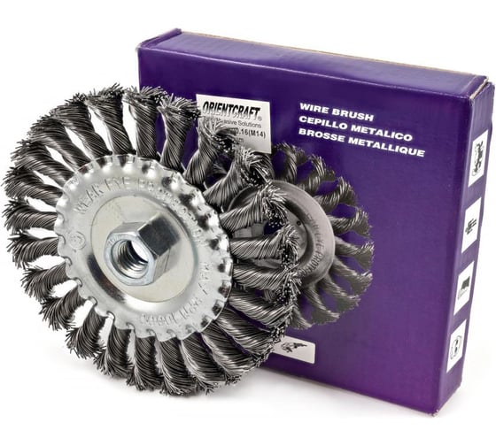 Изображение товара Щетка-крацовка плоская (100 мм; M14; крученая проволока) для УШМ Orientcraft WHBM14100421