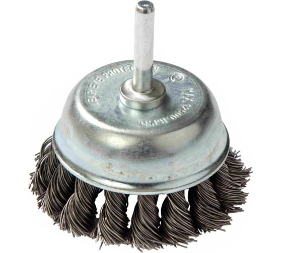 Изображение товара Щетка-крацовка чашка на шпильке (75 мм; крученая проволока) для дрели Orientcraft OCCBK17521220