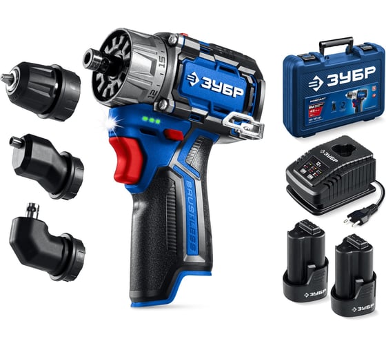 Изображение товара Дрель-шуруповерт ЗУБР Профессионал комби 12В, 45Нм, 2 аккумулятора, тип Т7, 2Ач, кейс DB-125-22