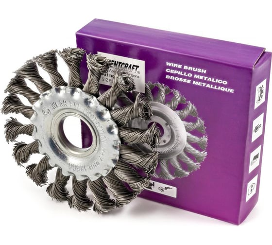 Изображение товара Щетка-крацовка диск плоский без гайки (100 мм; крученая проволока) для УШМ Orientcraft WHB000100421