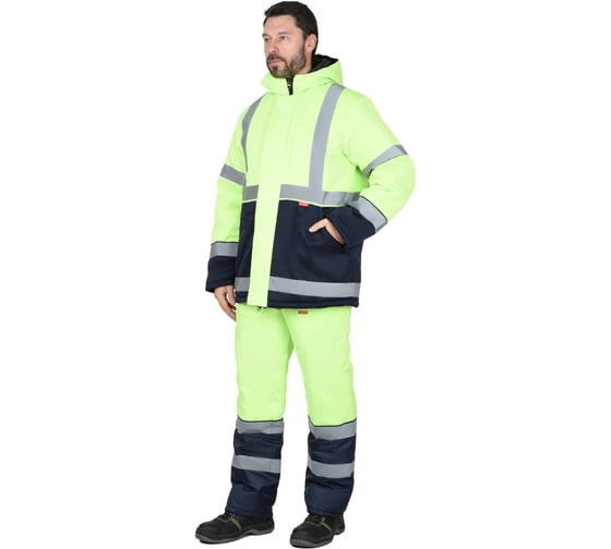 Изображение товара Костюм СИРИУС МАГИСТРАЛЬ-3 куртка, п/к, синий с лимонным (неоном) и СОП 50мм тк.Гретта р. 112-116/182-188 119845