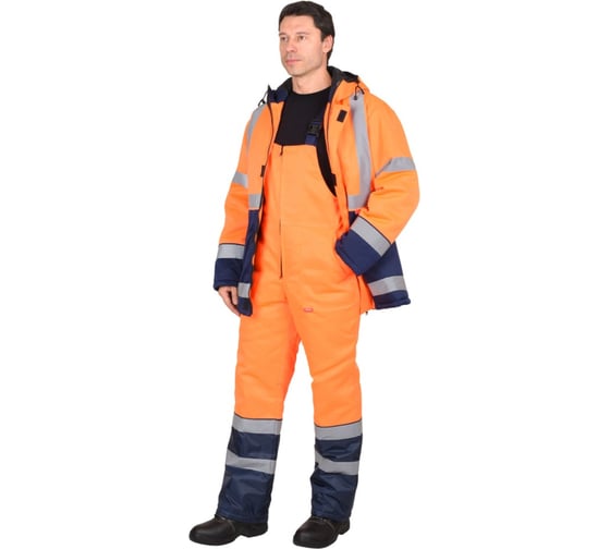 Изображение товара Костюм СИРИУС МАГИСТРАЛЬ-3 куртка, п/к, синий с оранжевым и СОП 50мм тк.Гретта р. 104-108/182-188 111804