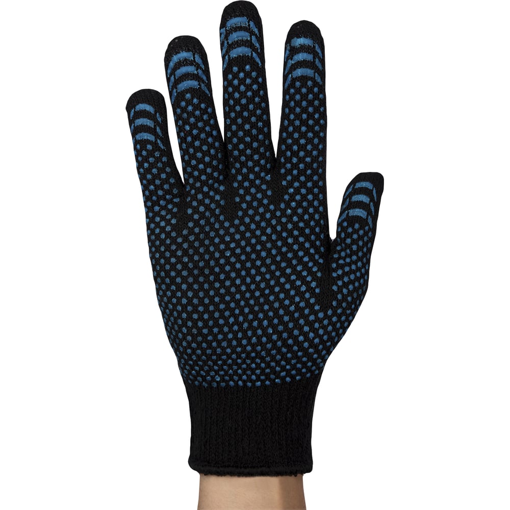 Изображение товара Перчатки вязаные NewLine п/ш с ПВХ нанесением Точка, черные, 7.5 класс, 150 пар