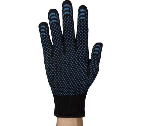 Изображение товара Перчатки вязаные NewLine п/ш, с ПВХ нанесением Точка, черные, 7,5 класс, 150 пар 076202_150