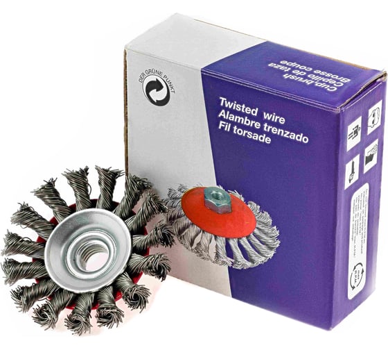 Изображение товара Щетка крацовка коническая (125 мм; М14; стальная проволока) для УШМ Orientcraft OCBBK1125M14