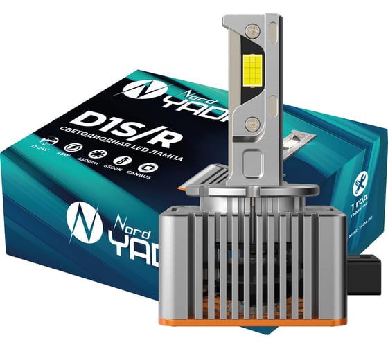 Изображение товара Светодиодная лампа головного света Nord-Yada D1S/R 12-24V 45W 4500Lm 6500K Canbus TM Nord YADA 909369