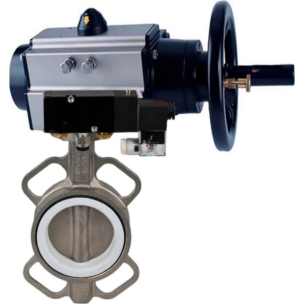 Изображение товара Затвор дисковый WCB-316L-EPDM Ду150 Ру16, пневмопривод DA-105-1, пневмораспределитель 220VAC DN.ru D050-84624