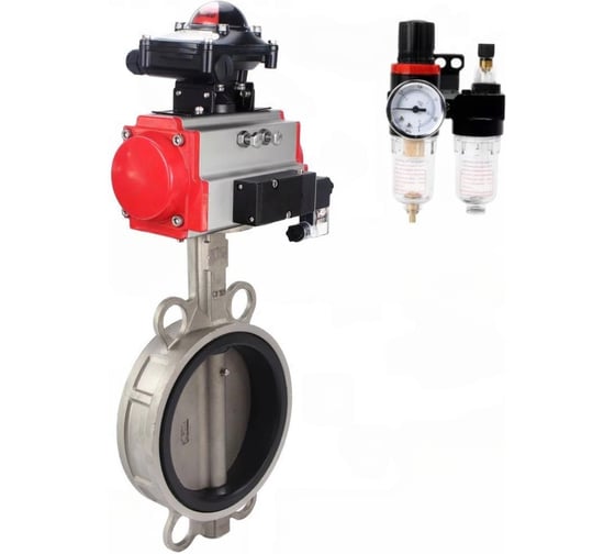 Изображение товара Затвор дисковый 316L-316L-NBR Ду100 Ру16, пневмопривод DA-105, пневмораспределитель (2EM) 220VAC, БКВ LSB-410, БПВ DN.ru D050-85556