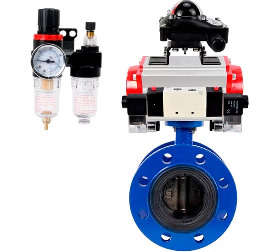 Изображение товара Затвор дисковый GGG40-304-EPDM-2W-F-H Ду65 Ру16 пневмопривод DA-105, пневмораспределитель (2EM) 220VAC, БКВ LSB-210, БПВ DN.ru D050-56564