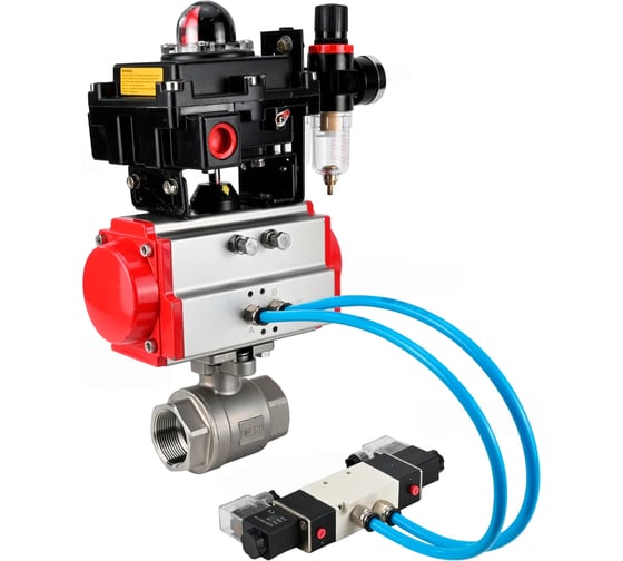 Изображение товара Кран шаровой КШМП.316.230-ISO Ду32 Ру63, пневмопривод SA-052, пневмораспределитель (2EM) 220VAC, БКВ LSB-410, БПВ DN.ru D160-70565