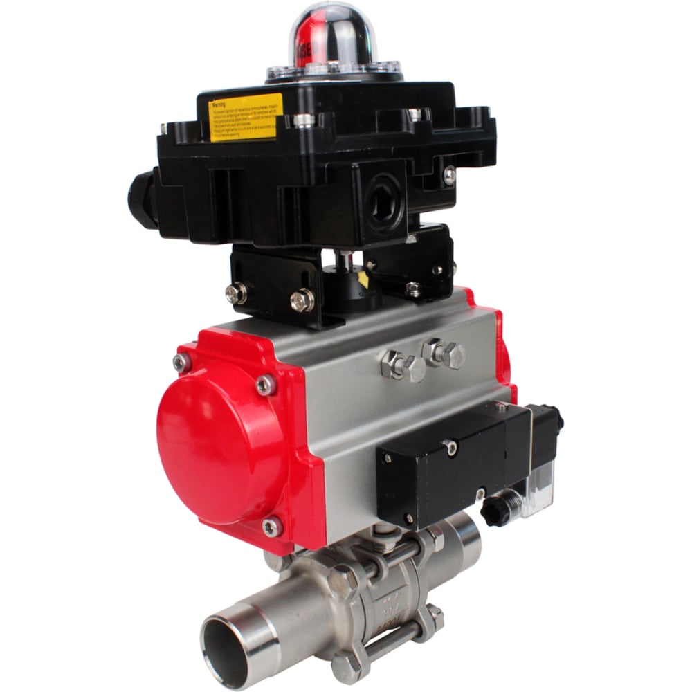 Изображение товара Кран шаровой 304-304-PTFE-W-ISO-H Ду80 Ру25 с пневмоприводом SA-130