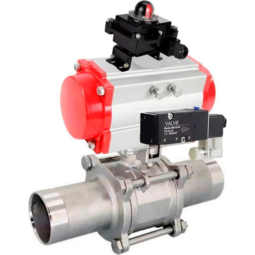 Изображение товара Кран шаровой 304-304-PTFE-W-ISO-H Ду32 Ру40 с пневмоприводом DA-052