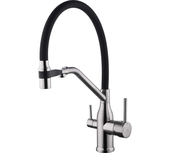 Изображение товара Смеситель для кухни FASHUN A4463-N с магнитным креплением излива, сатин/черный, SUS304, картридж D=35 мм УТ-00003284