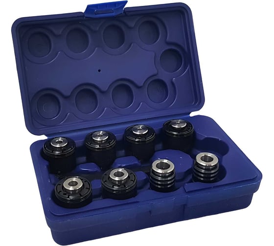 Изображение товара Набор резьбонарезных вставок Partner DIN-GT12 8шт (DIN371: M3,M4 M5-6,М8,M10; DIN376: M12,M14,M16) с предохранительной муфтой для машинных метчиков 891450