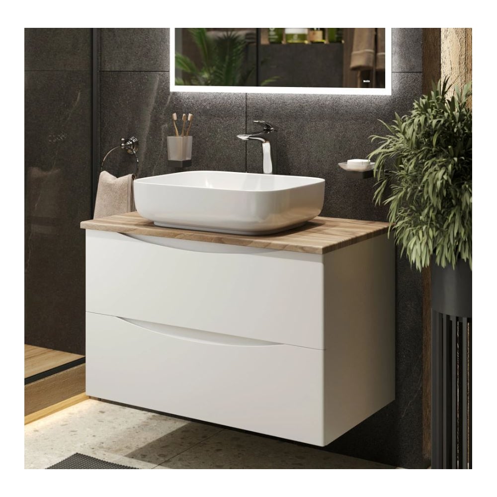 Изображение товара Подвесная тумба с раковиной BOND Cube T09805-S54500 белая современная мебель для ванной