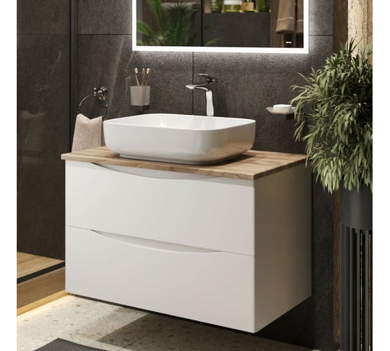 Изображение товара Подвесная тумба с раковиной BOND Cube T09805-S54500 белая T09805-S54500