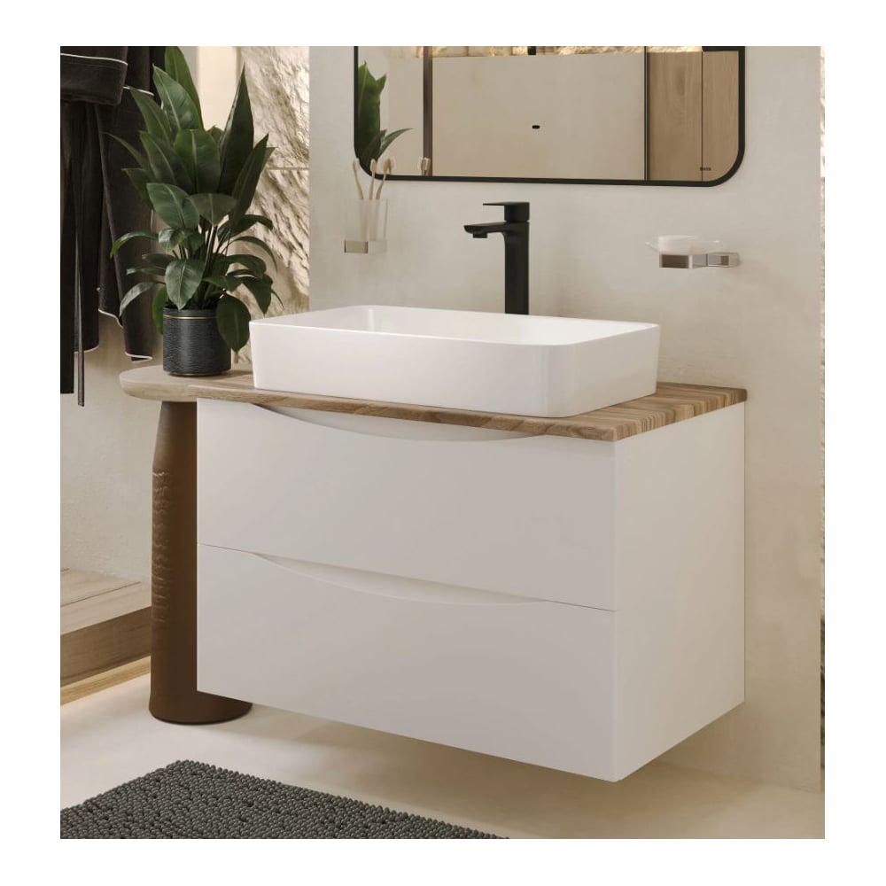 Изображение товара Подвесная тумба с раковиной BOND Cube T09805-S54620 белая