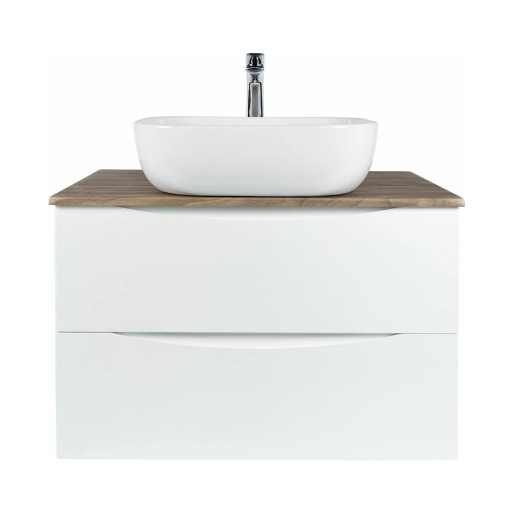 Изображение товара Подвесная тумба с раковиной BOND Cube T09805-S61500 белая со столешницей под дерево