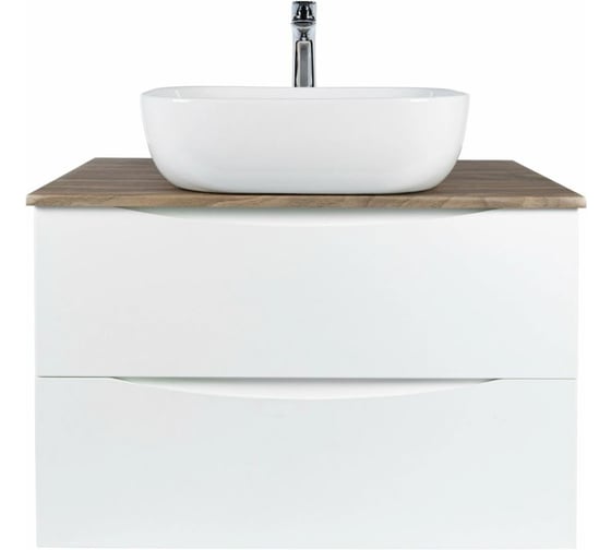 Изображение товара Подвесная тумба с раковиной BOND Cube T09805-S61500 белая со столешницей под дерево T09805-S61500