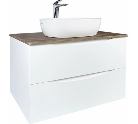 Изображение товара Подвесная тумба с раковиной BOND Cube T09805-S65490 белая со столешницей под дерево T09805-S65490
