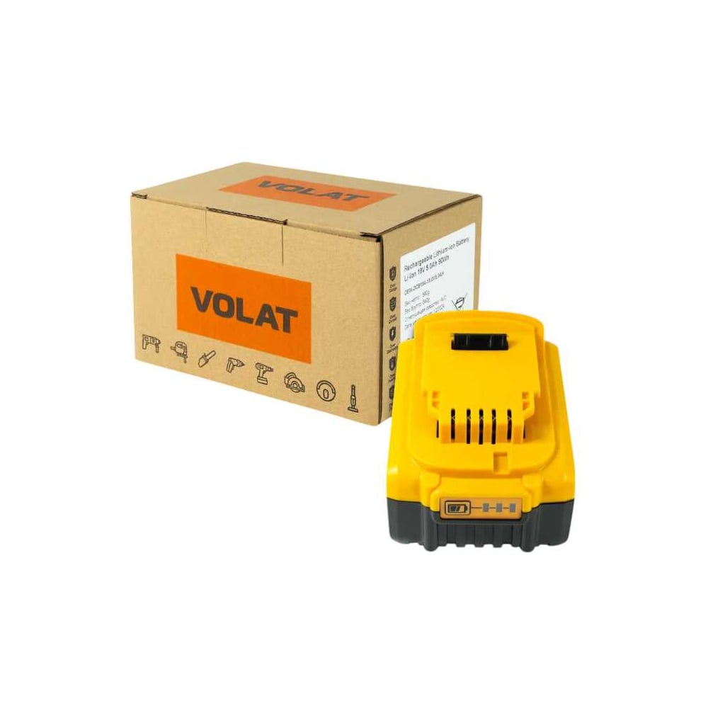 Изображение товара Аккумуляторная батарея VOLAT 18V 5.0Ah для DeWalt Li-Ion слайдер
