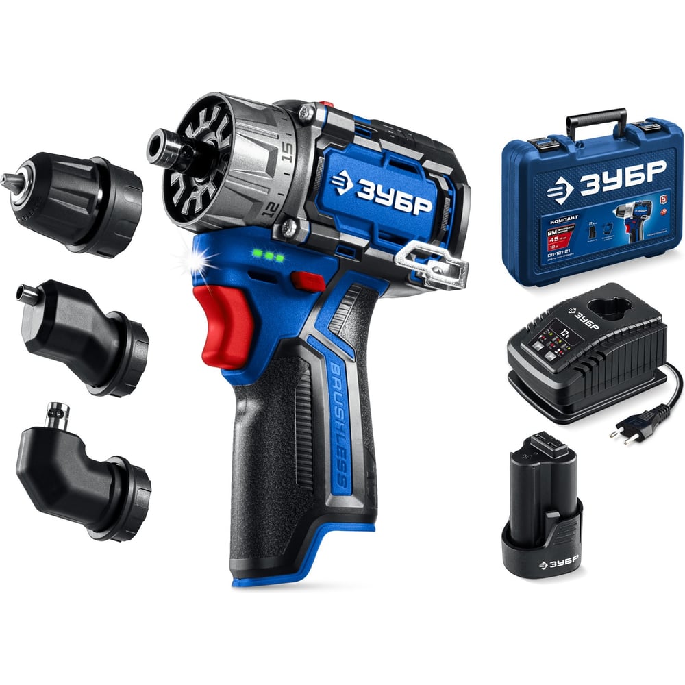 Изображение товара Дрель-шуруповерт ЗУБР Профессионал Комби 12 В, 45 Н·м, 1 АКБ