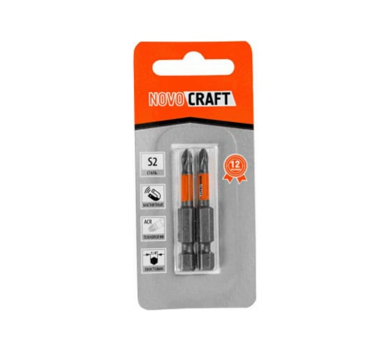 Изображение товара Биты (2 шт; 50 мм; PH1; сталь S2) для шуруповерта Novocraft B42-21-0501G
