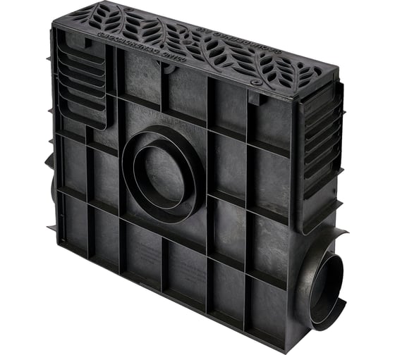 Изображение товара Пескоуловитель пластиковый  ПП Classic AQD DN100 с решеткой пластиковой RAIN FOREST черной AQUADRENAG Q10430-PFB