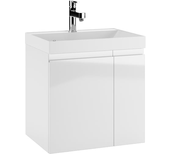 Изображение товара Тумба подвесная под умывальник Домино UNIT 60 Graffo белый глянец без ящика DGr2405T