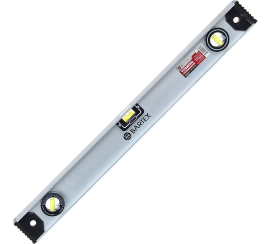 Изображение товара Уровень BARTEX алюминий, 600 мм, 2 глазка+1 поворотный, линейка, рельс, серебряный, HJ-82D 142910