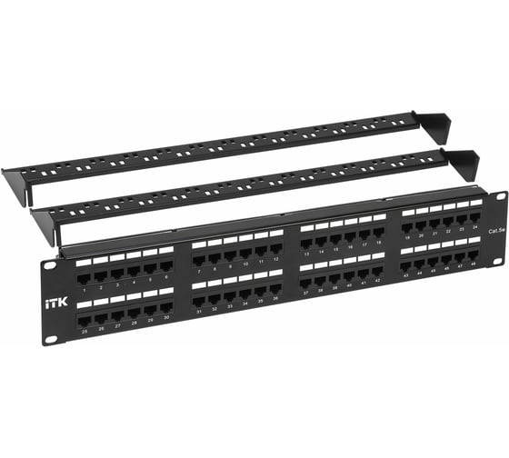 Изображение товара Патч-панель IEK ITK 2U кат. 5Е UTP 48 портов Dual с каб. орг-м PP48-2UC5EU-D05-1