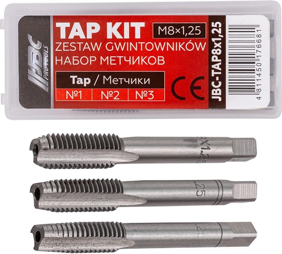 Изображение товара Метчик JBC M8x1.25, 3шт. JBC-TAP8x1,25/к-т 3шт/(63100)