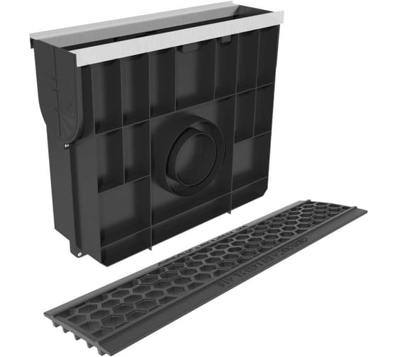 Изображение товара Пескоуловитель пластиковый усиленный Gidrolica DN100 H423 c пластиковой решёткой СОТЫ и крепежом класс А15 8084504/2