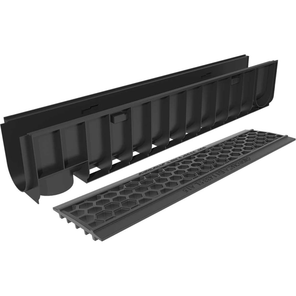 Изображение товара Пластиковый лоток Gidrolica DN100 H185 мм с решеткой и крепежом