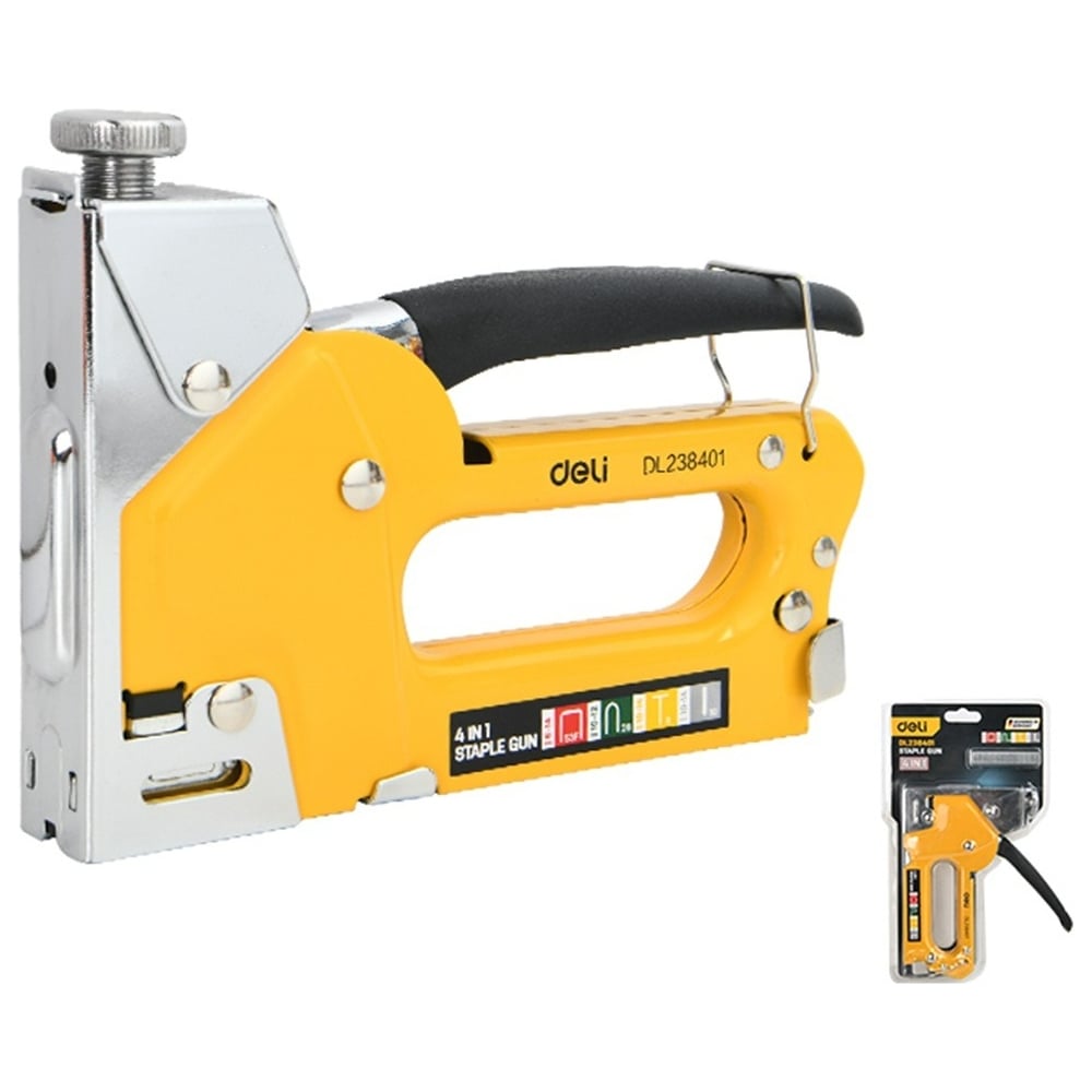 Изображение товара Мебельный степлер металлический 4-в-1 DELI DL238401 скобы 53Fб, гвозди 212955